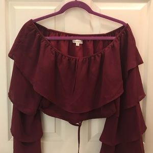 Off the shoulder crop ruffled